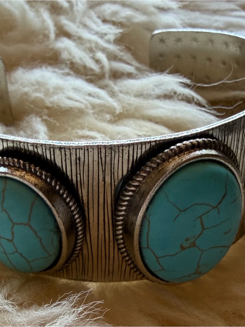 Plated 925 Sterling Silver Turquoise Cuff Bracelet Boho Western Open Cuff Size